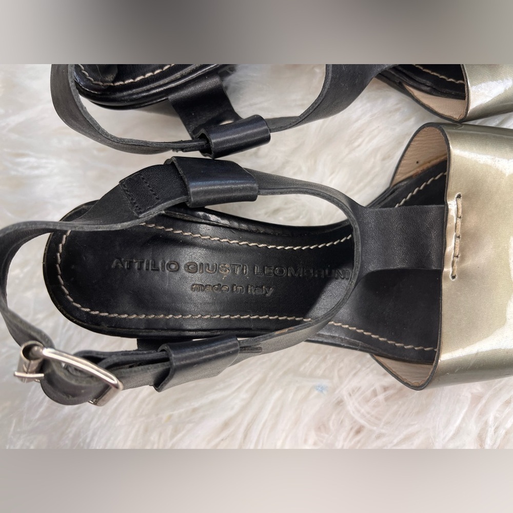 Attilio Giusti Leombruni Black and Gold Sandals - Picture 2 of 4